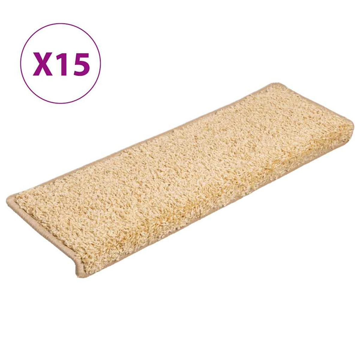 Stair Mats Rectangular Edge Needle-Punched Fabric (100% Cream 65 x 21 x 4 cm