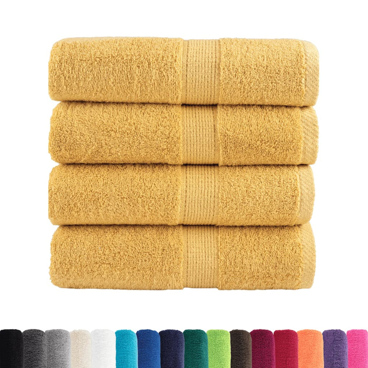 Towel Cotton Gold 50 x 30 cm Bathroom Bath Linen Home Towels 4 pcs Variant 2