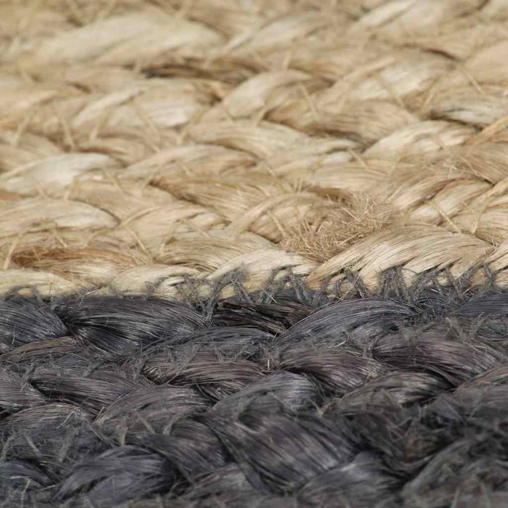 Rug Braided Jute Natural 150 x 150 cm Floor Mat Home Decor Floor Covering Dark
