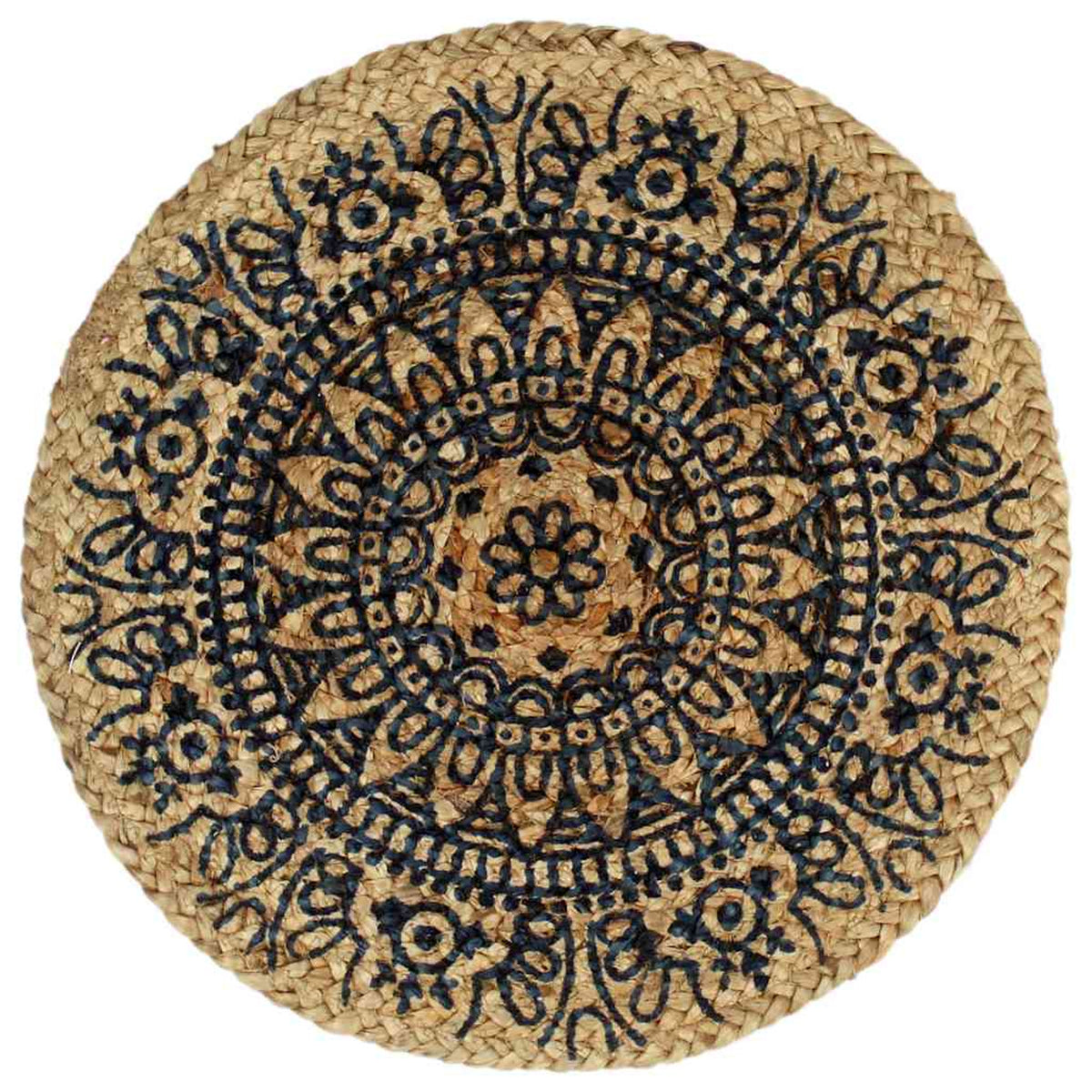Placemats Dark Round Jute Dark Blue Floor Mat Home Non Slip Placemat 4 pcs