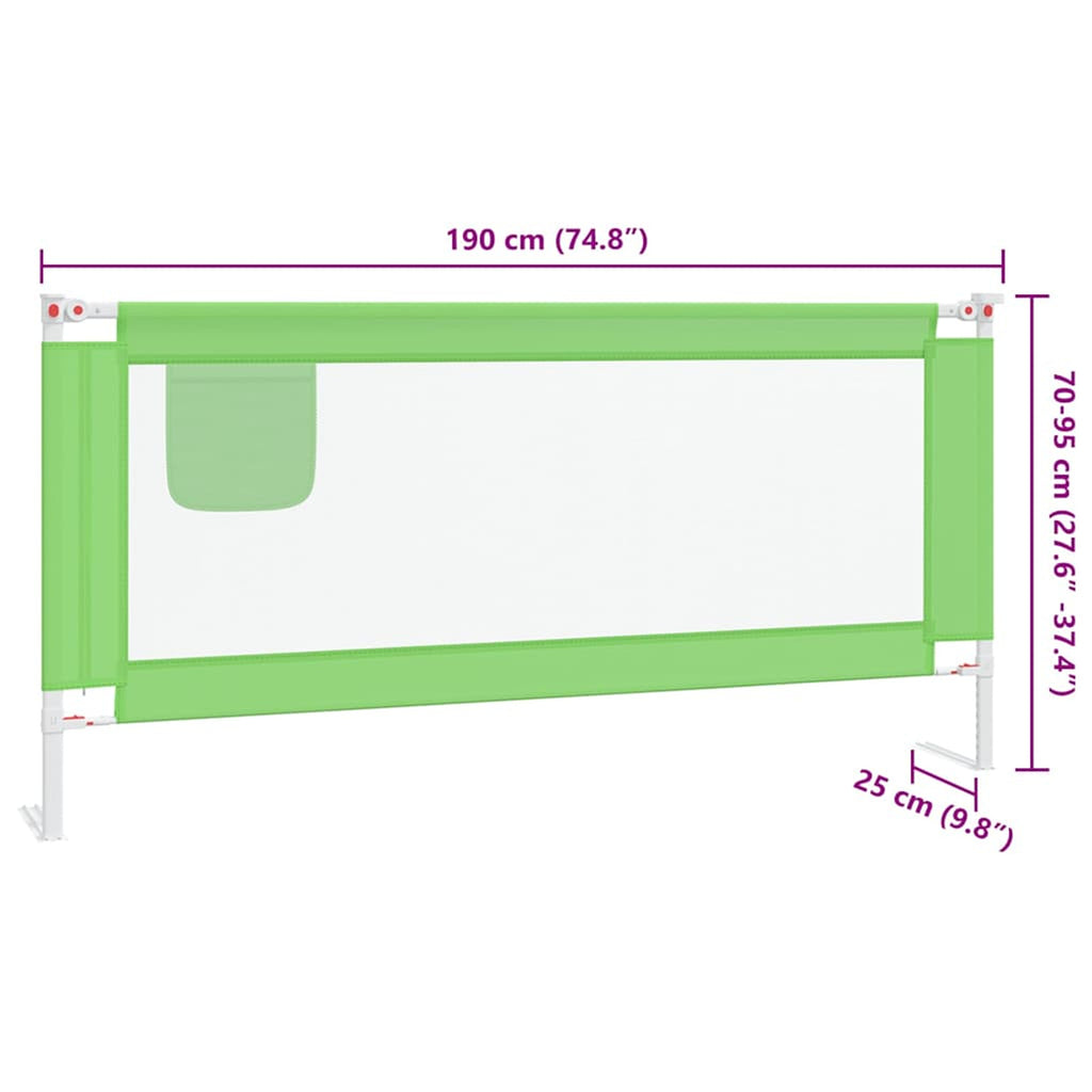 Toddler Safety Bed Rail Fabric (100% Polyester) Green 190 x 25 x 95 cm