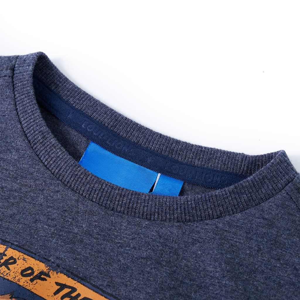 Kids T-Shirt Cotton Dark Blue Melange 128 Children's Top Kids Clothing Long