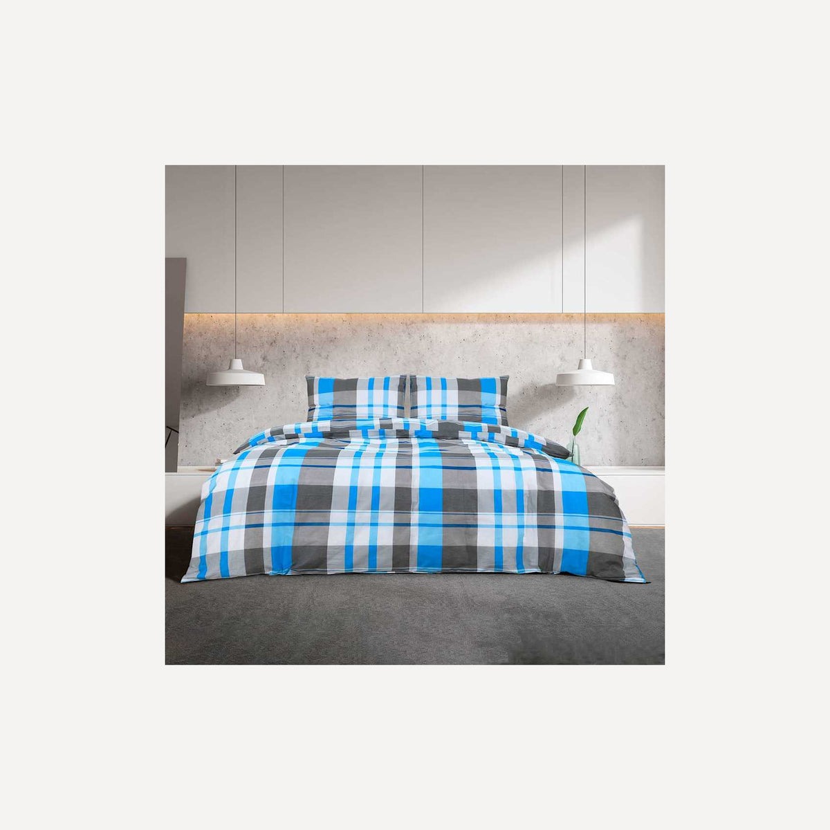 Duvet Cover Cotton Blue 220 x 155 cm Bedding Bed Linen Bedroom Quilt 220x155cm