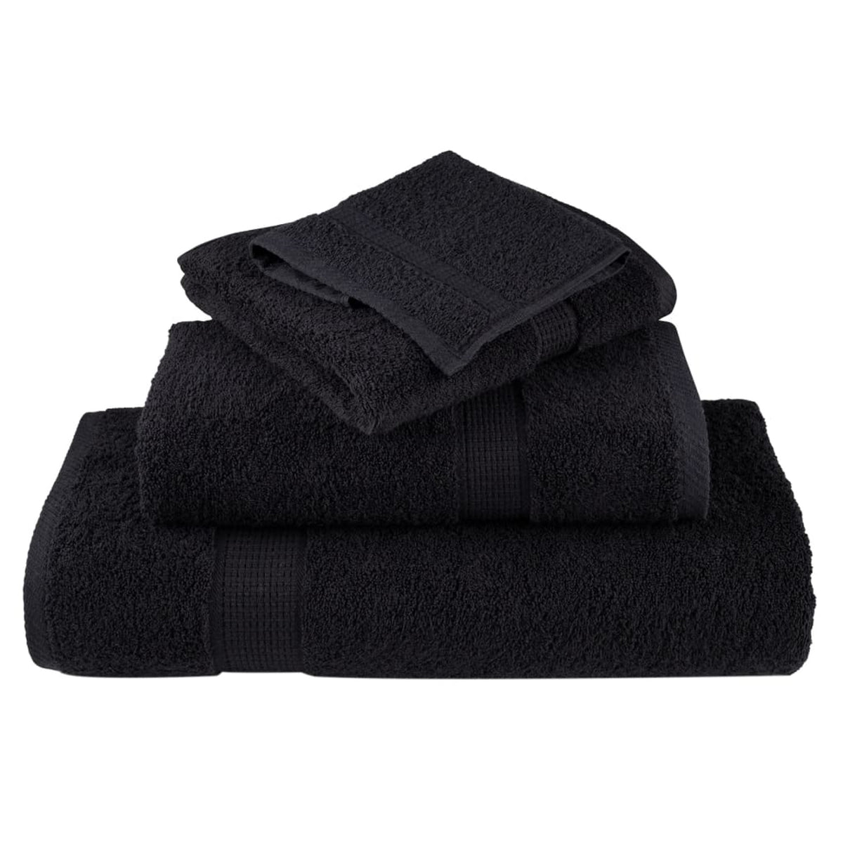 Towel Cotton Black 140 x 70 cm Bathroom Bath Linen Home Towels 4 pcs Variant 2