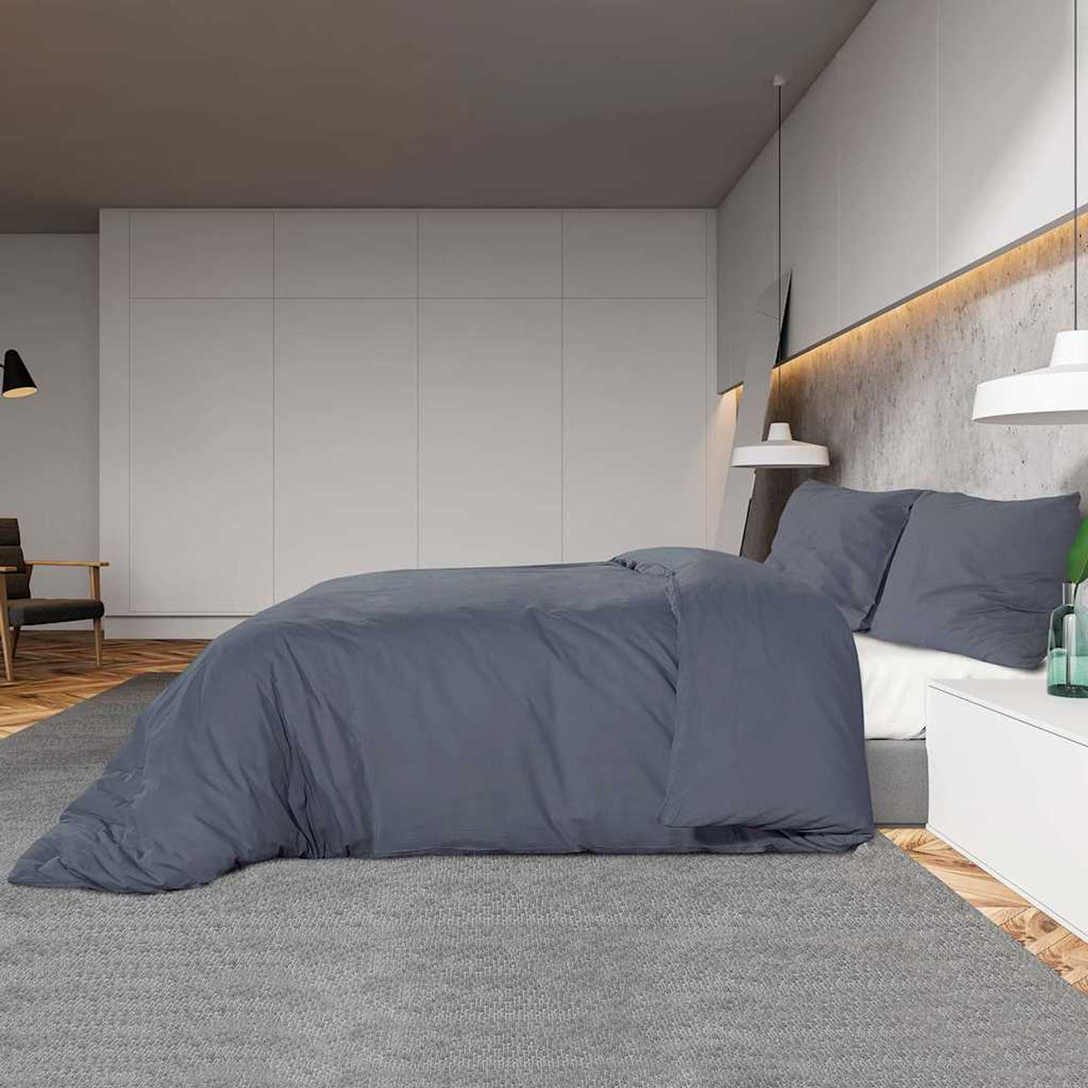 Duvet Cover Cotton Anthracite 200 x 135 cm Bedding Bed Linen Bedroom Variant 2