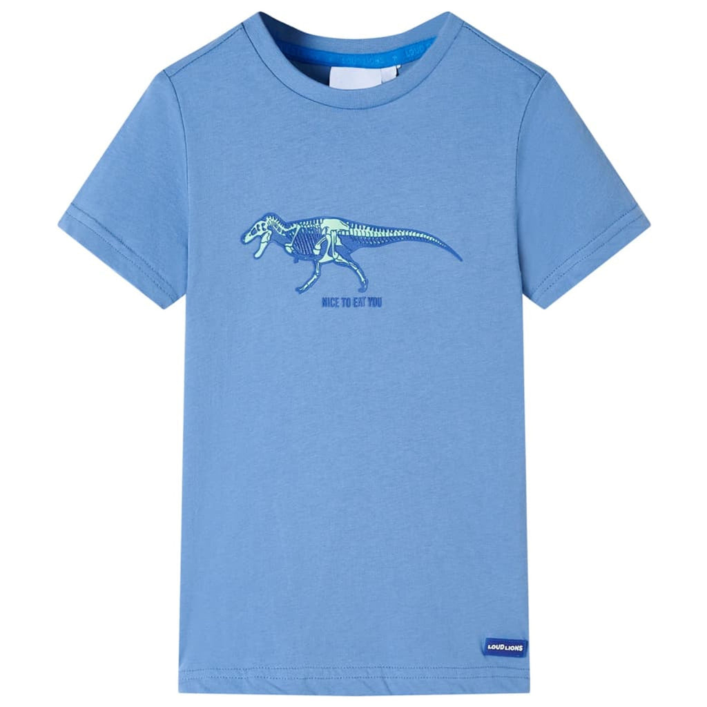 Kids T-Shirt Cotton Medium Blue 128 Children's Top Kids Clothing Kids Wear 128