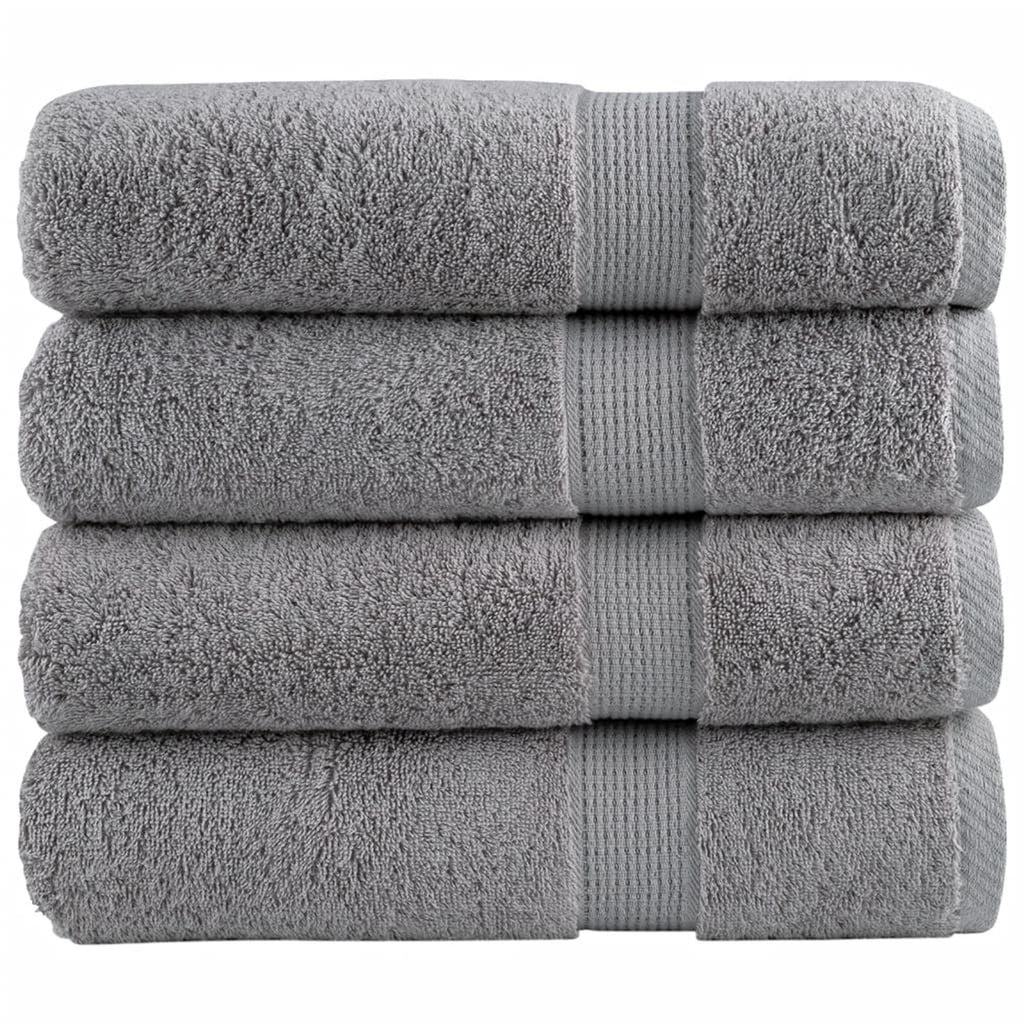 Towel Cotton Grey 150 x 100 cm Bathroom Bath Linen Home Towels 4 pcs Variant 2