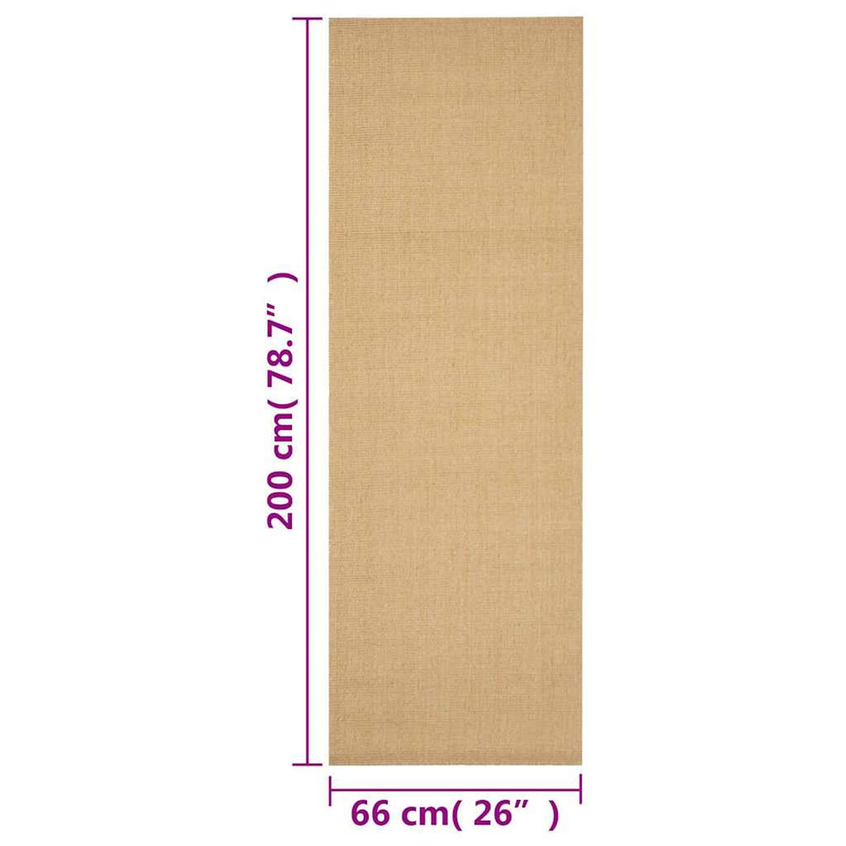 Rug Sisal Natural 200 x 66 cm Floor Mat Home Decor Floor Covering Rugs 200x66cm