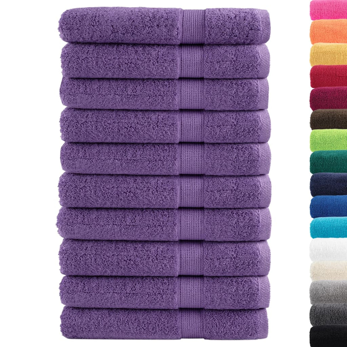 Towel Cotton Purple 200 x 100 cm Bathroom Bath Linen Home Towels 10 pcs SOLUND