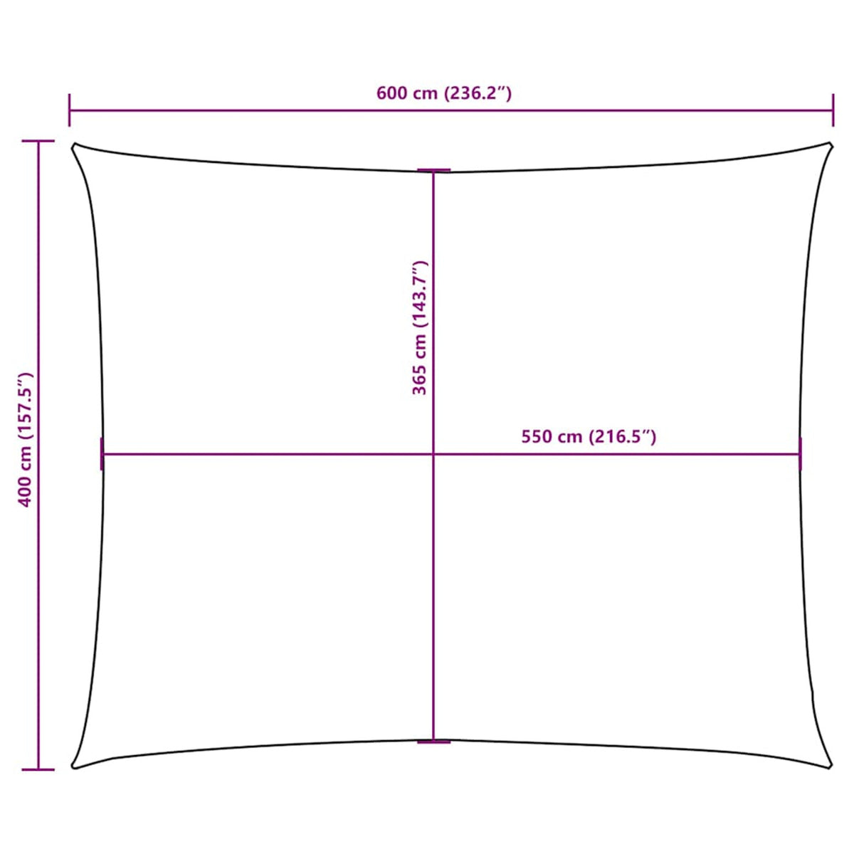 Sunshade Sail Oxford Fabric Yellow Water Resistant UV Resistant 400 x 600 cm