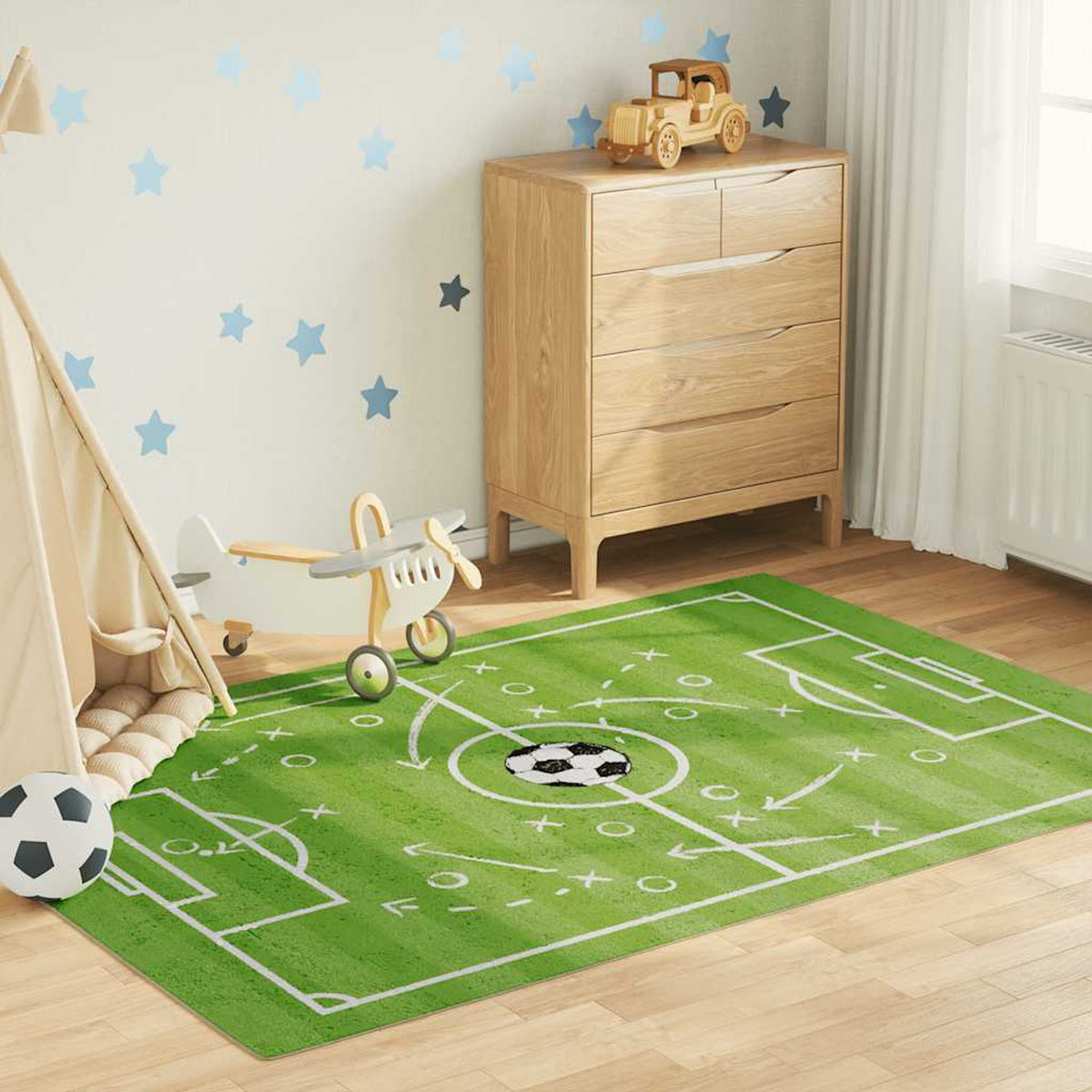 Rug Polyester Green 160 x 0.4 x 230 cm Floor Mat Home Decor Floor Covering