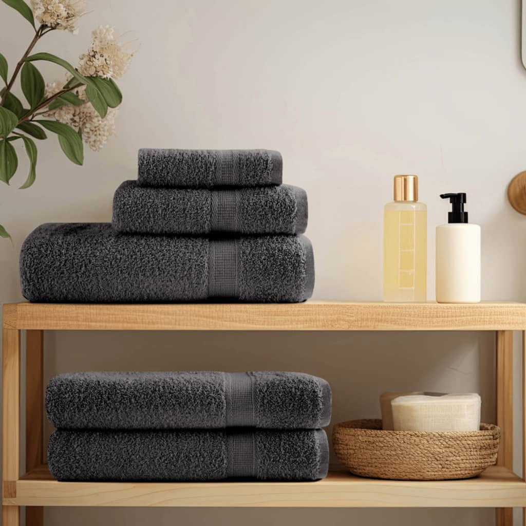 Towel Cotton Anthracite 50 x 30 cm Bathroom Bath Linen Home Towels 2 Variant 2