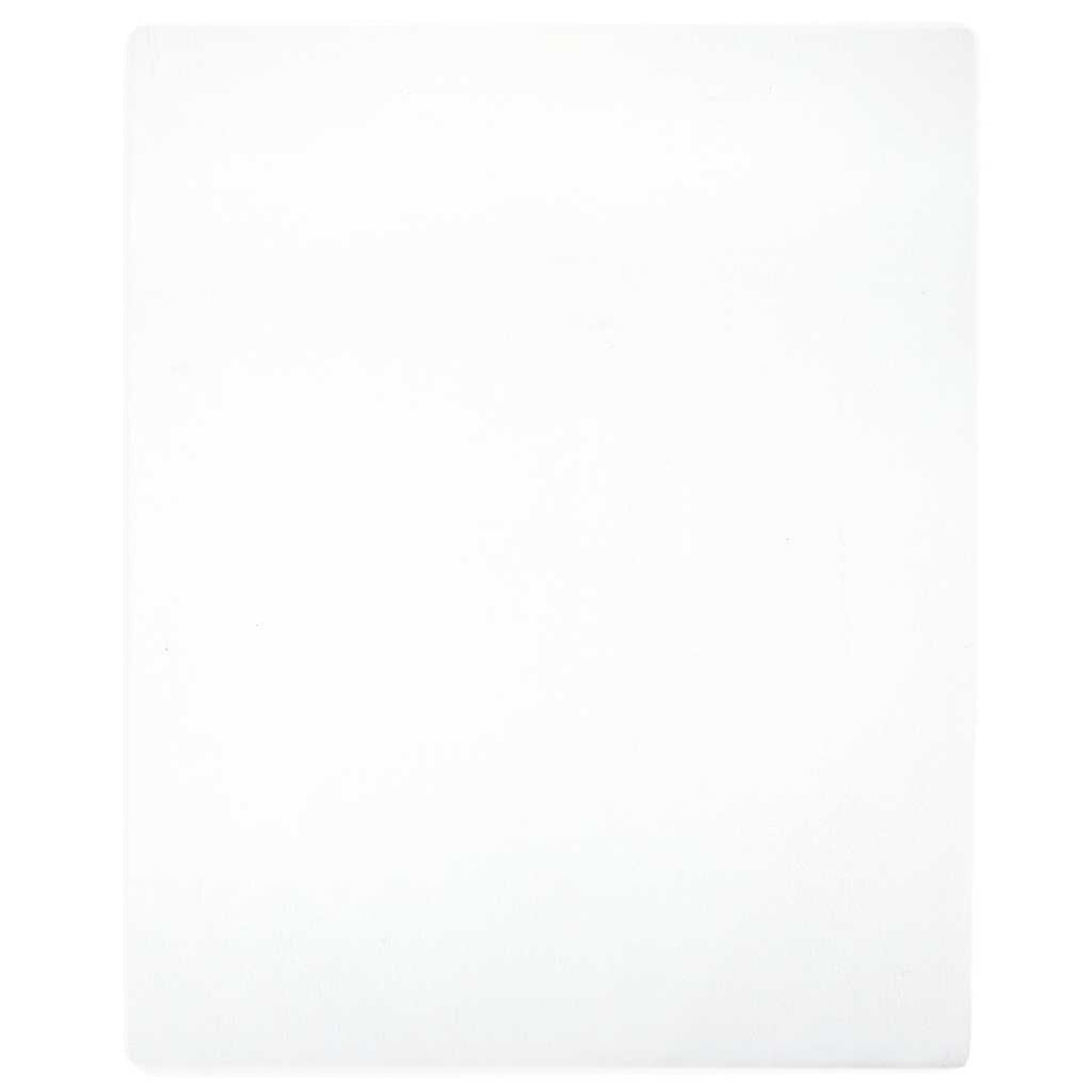 Jersey Fitted Sheet Cotton White 200 x 180 cm Bedroom Furniture Bedstead