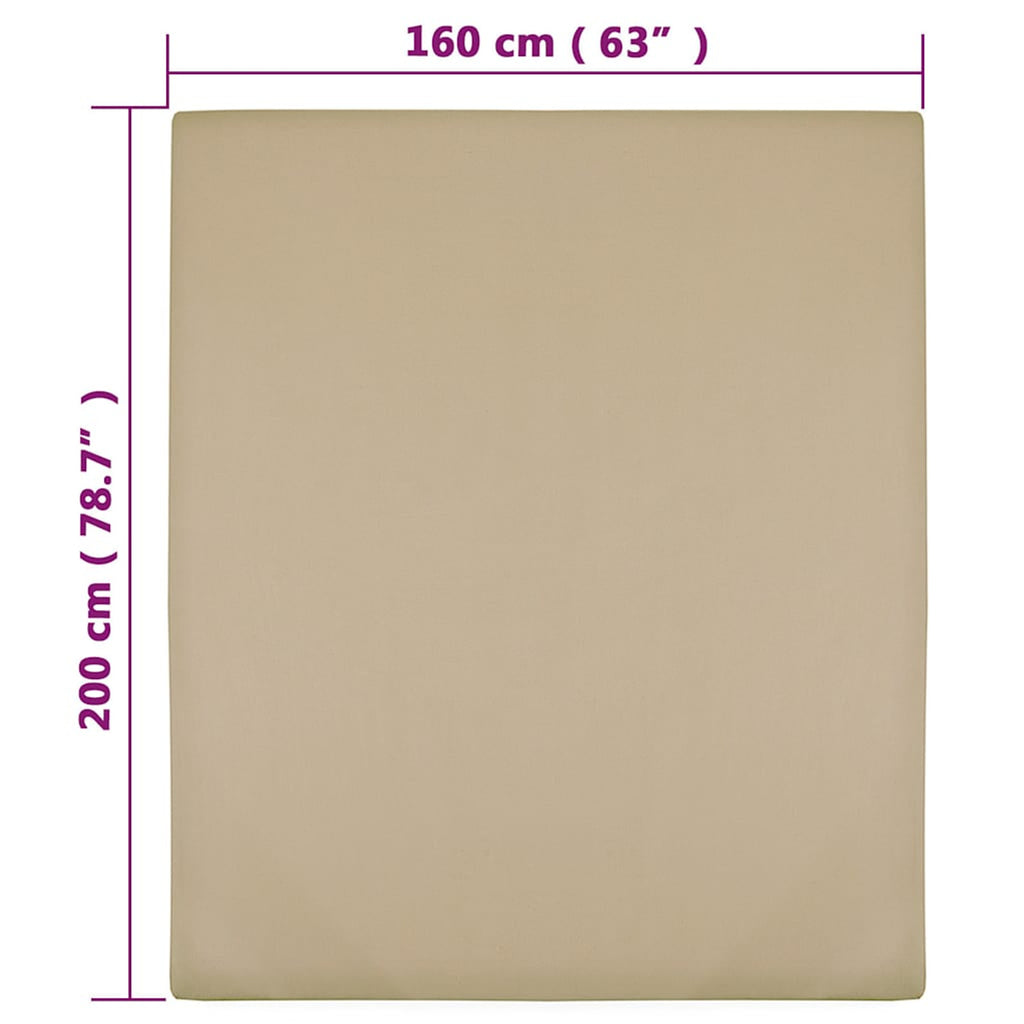 Jersey Fitted Sheets Cotton Taupe 200 x 160 cm Bedroom Furniture Bedstead 2