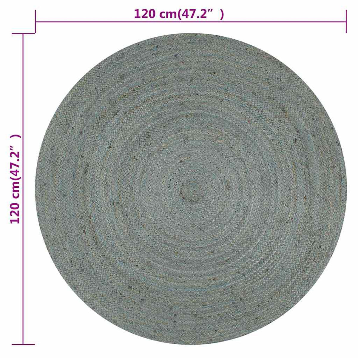 Rug Braided Jute Olive Green 120 x 120 cm Floor Mat Home Decor Floor Covering