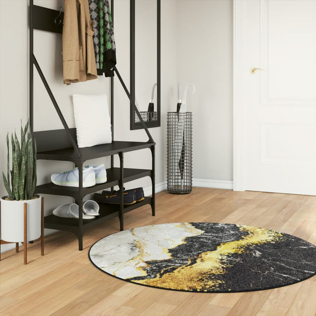 Rug Polyester Multicolour 120 x 120 x 0.4 cm Floor Mat Home Decor Variant 2