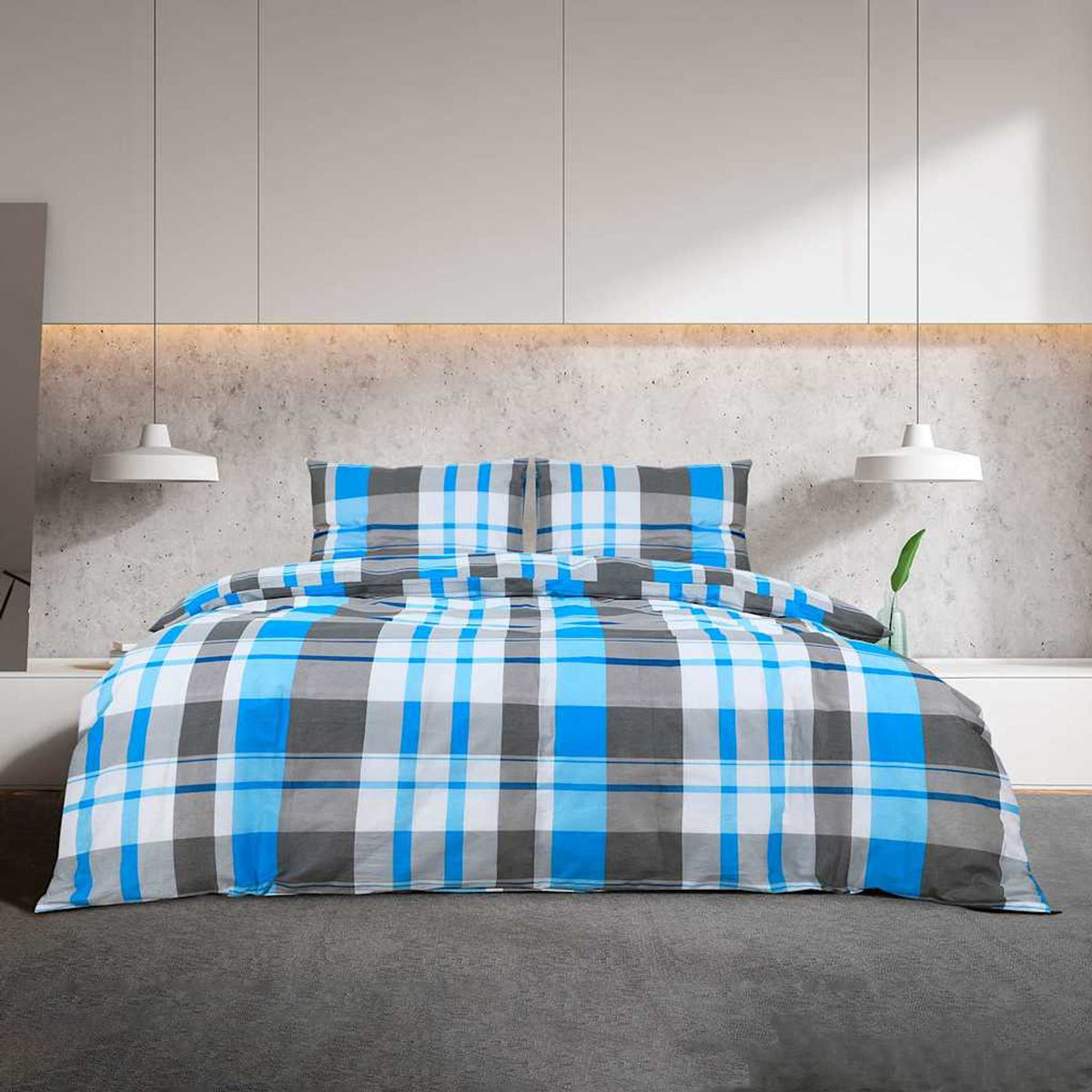 Duvet Cover Cotton Blue 220 x 155 cm Bedding Bed Linen Bedroom Quilt 220x155cm