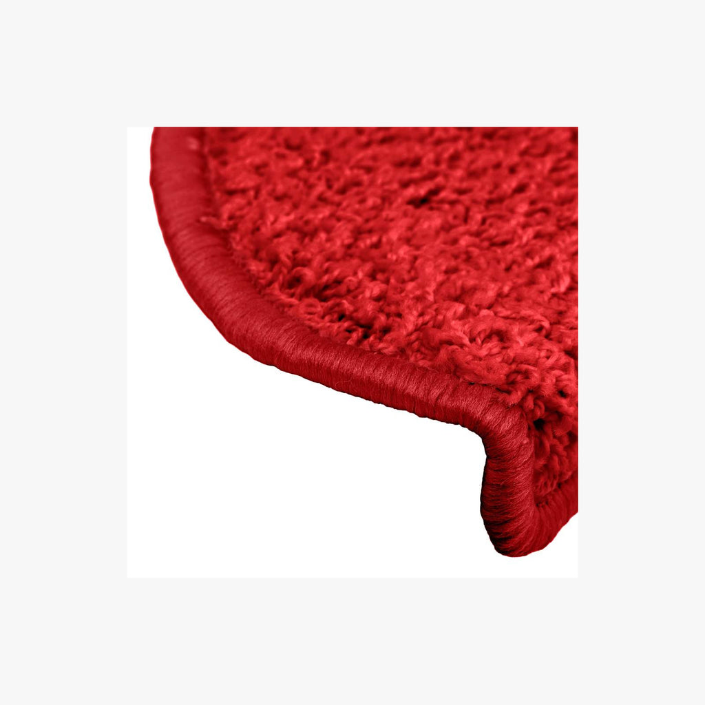 Stair Mats Half Round Large Pp Tufted Red 65 x 25 x 4 cm Floor Mat Home 15 pcs