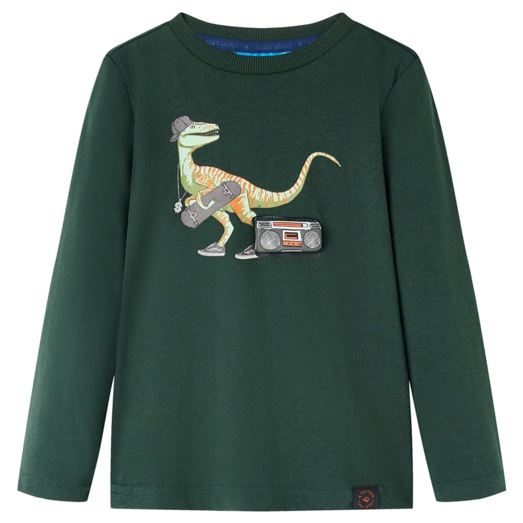 Kids T-Shirt Cotton Dark Green 116 Children's Top Kids Clothing Kids Wear Long