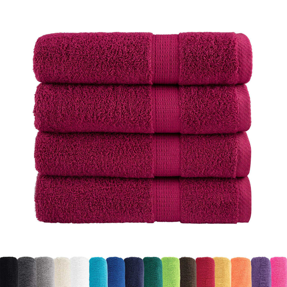 Towel Cotton Bordeaux 100 x 50 cm Bathroom Bath Linen Home Towels 4 Variant 2