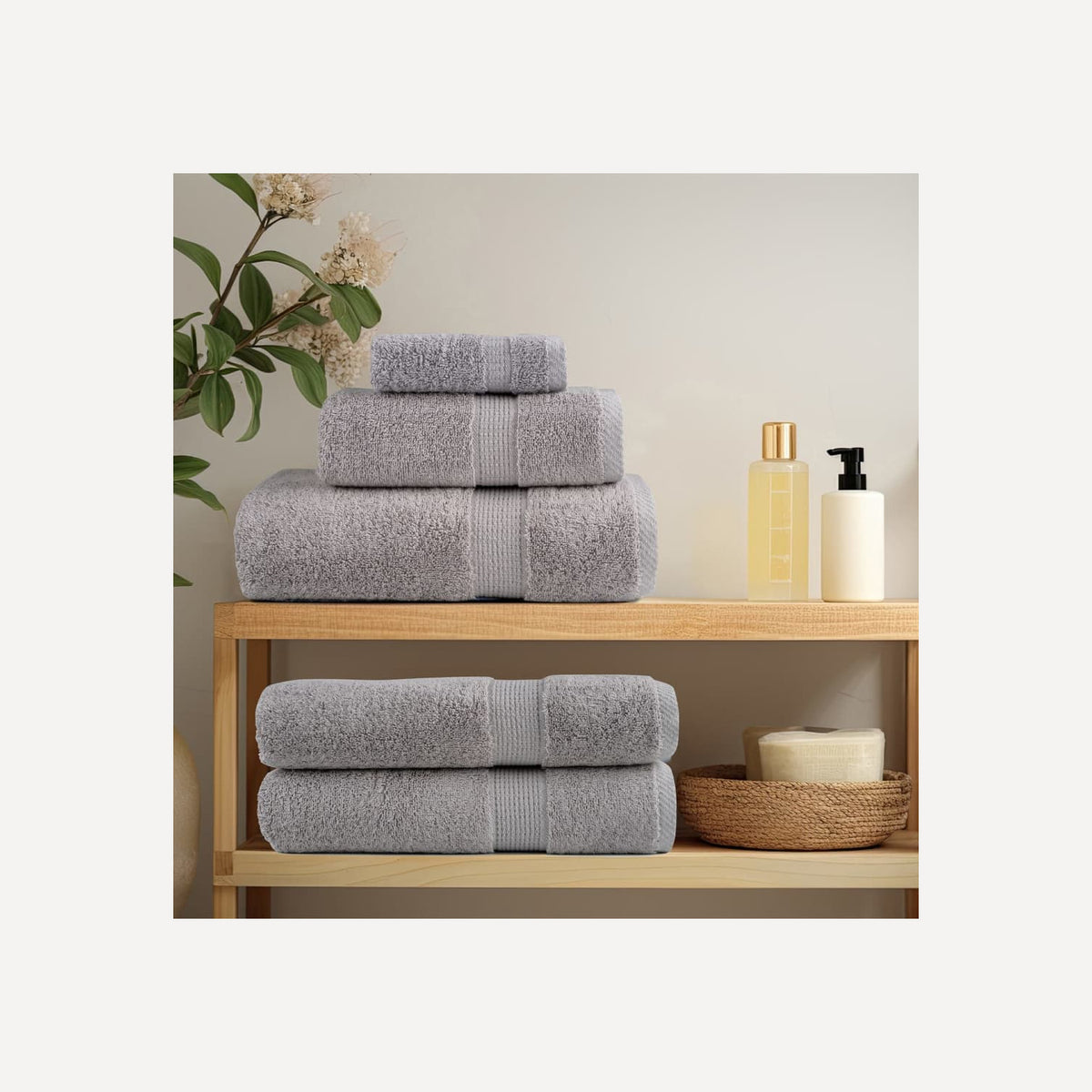 Towel Cotton Grey 150 x 100 cm Bathroom Bath Linen Home Towels 10 Variant 2