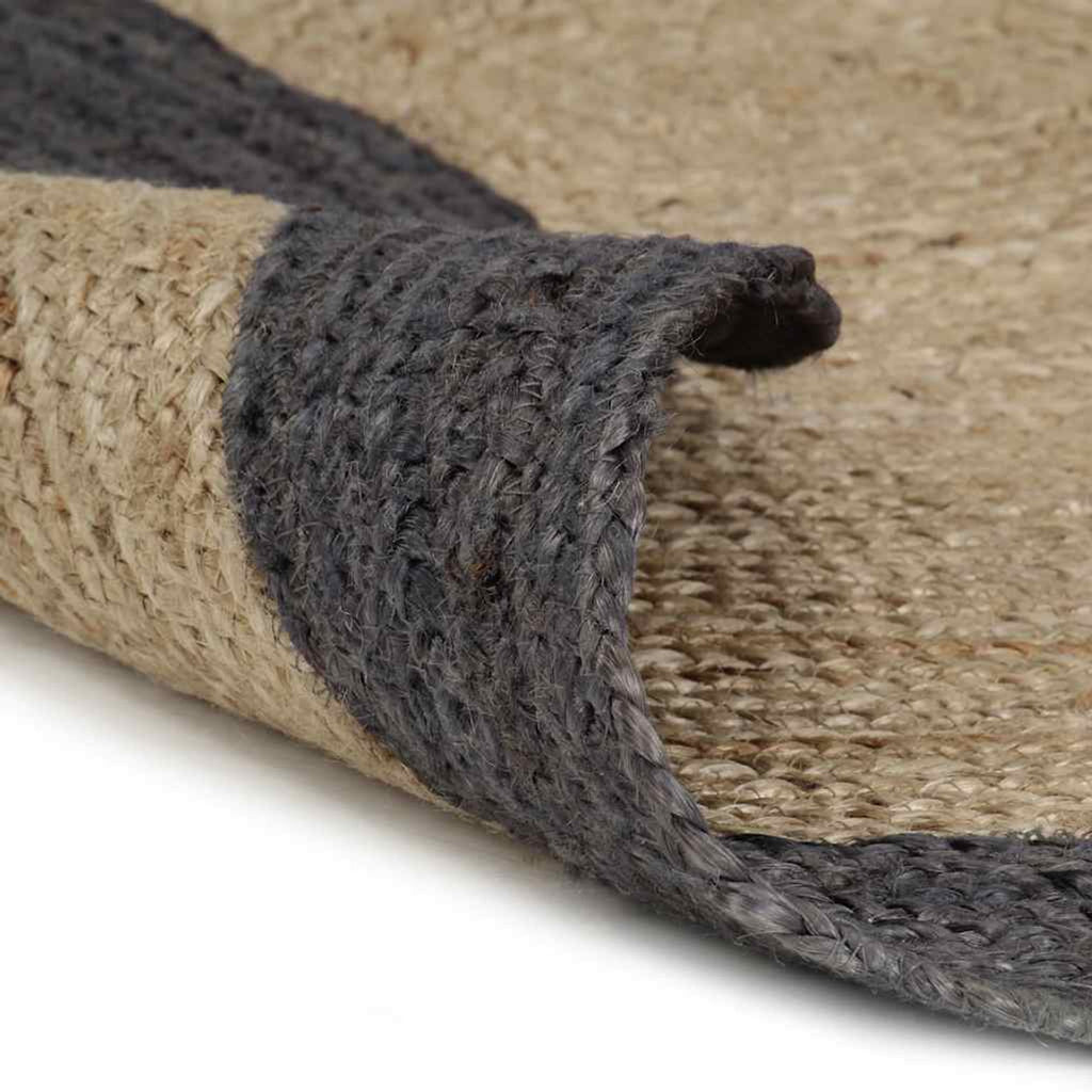 Rug Braided Jute Natural 150 x 150 cm Floor Mat Home Decor Floor Covering Dark