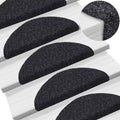 Stair Mats Self-Adhesive Half Round Needle-Punched Fabric (100% Black Floor