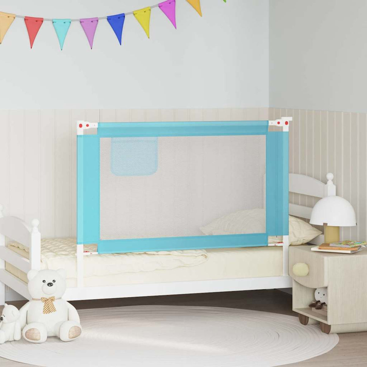 Toddler Safety Bed Rail Fabric (100% Polyester) Blue 120 x 25 x 95 cm Bedguard