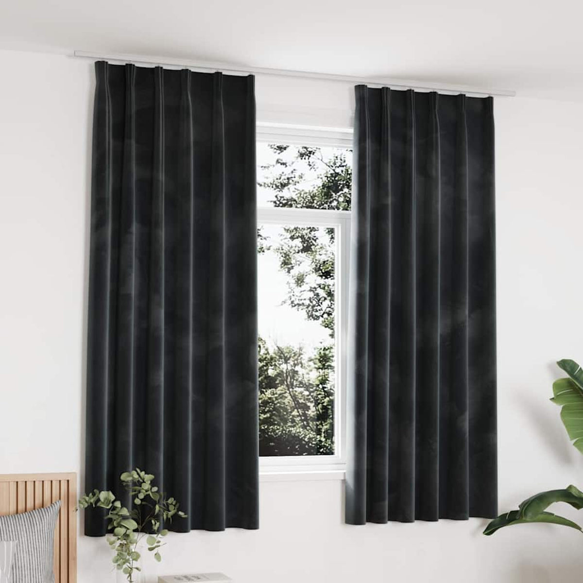 Blackout Curtain Velvet Anthracite 140 x 175 cm Window Dressing Variant 2