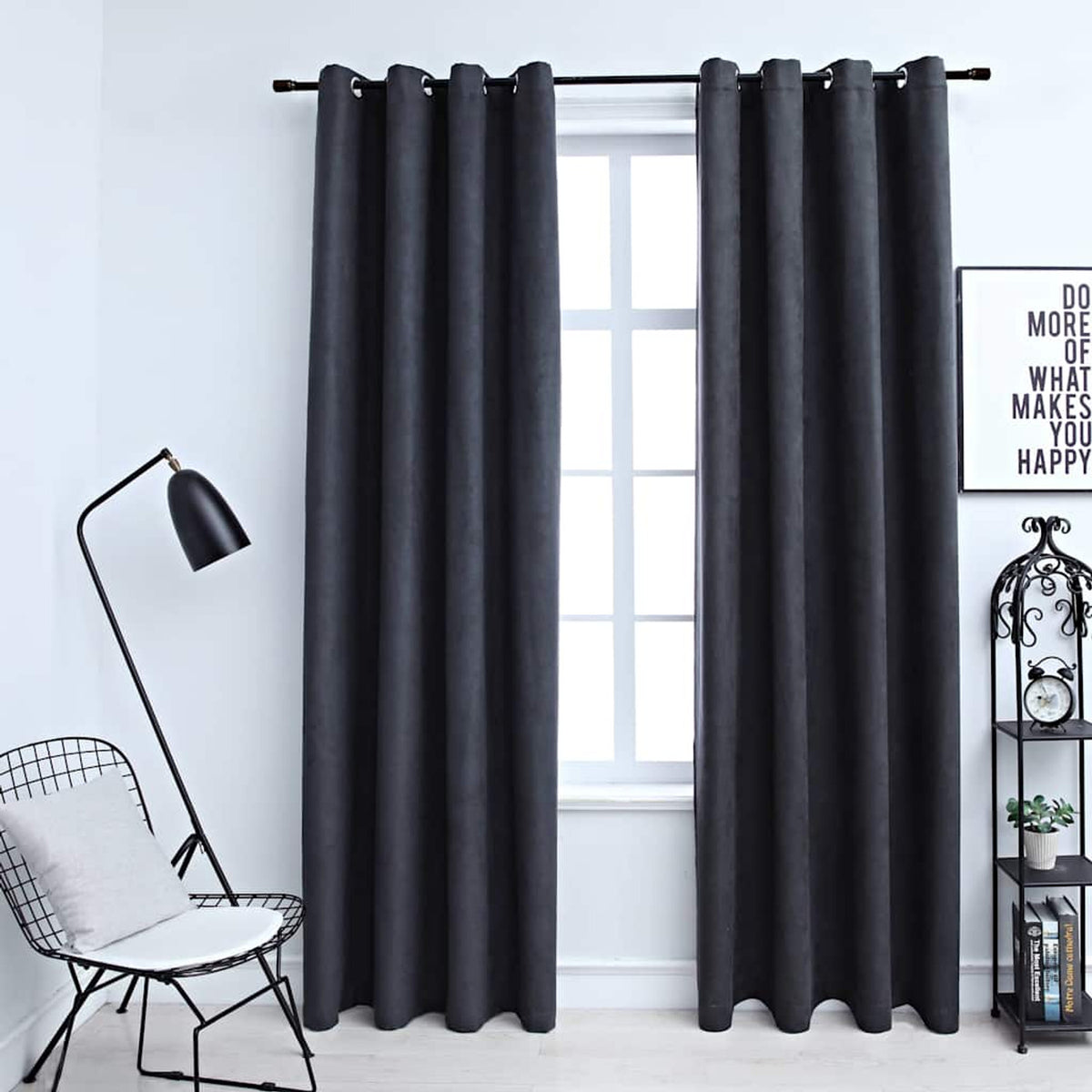 Blackout Curtain Polyester Anthracite 140 x 225 cm Window Dressing Variant 3