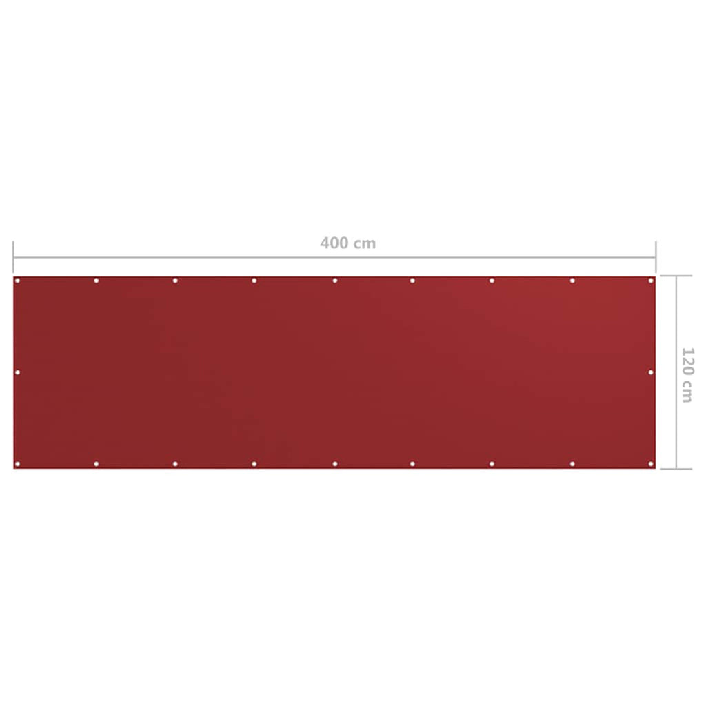 Balcony Screen Oxford Fabric Red Waterproof UV Resistant 120 x 400 cm Sunshade