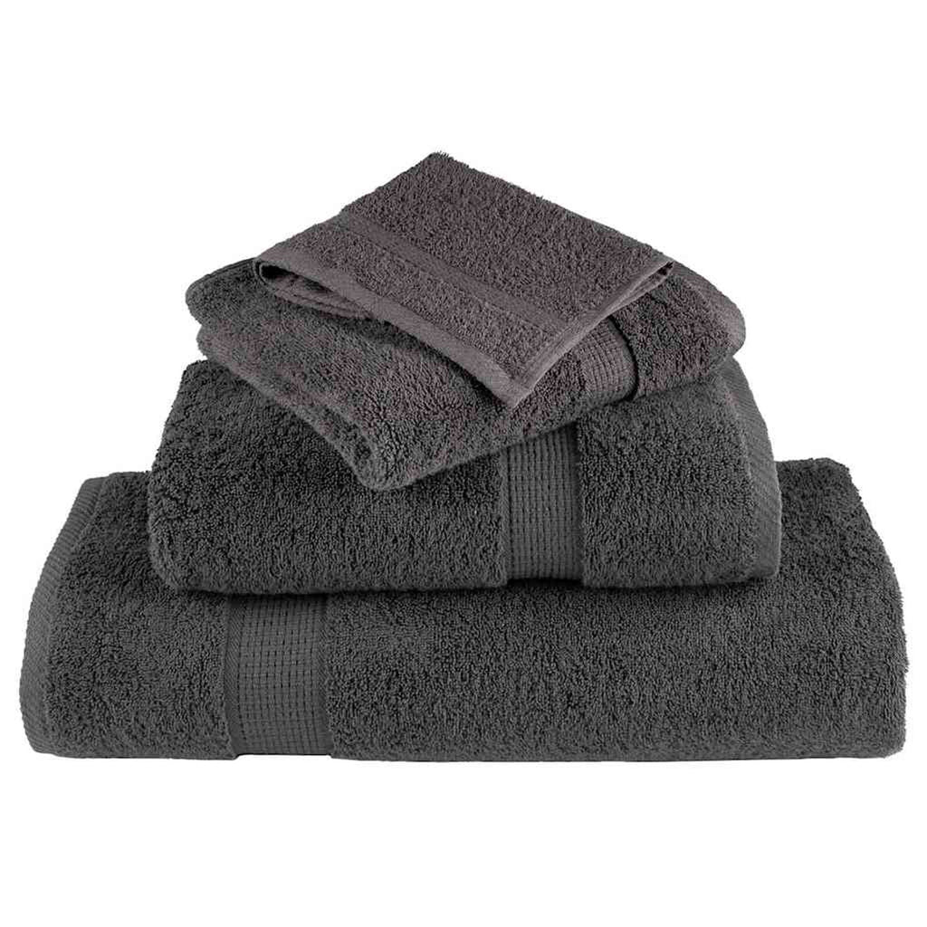 Towel Cotton Anthracite 15 x 21 cm Bathroom Bath Linen Home Towels 4 pcs Guest