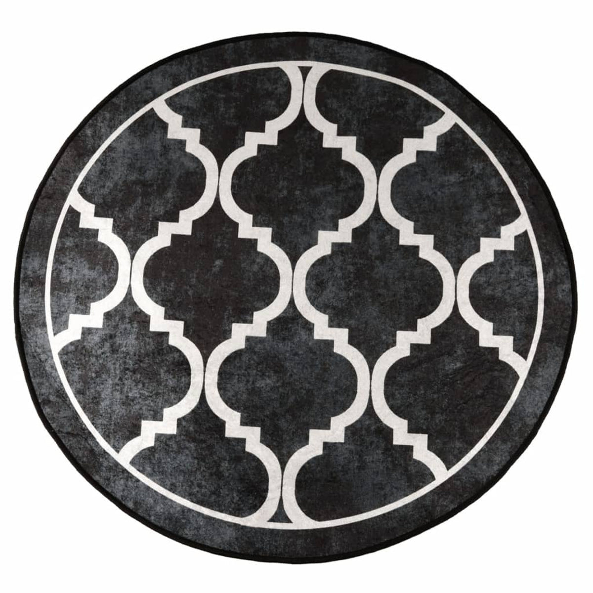 Rug Polyester Black 120 x 120 x 0.4 cm Floor Mat Home Decor Floor Covering