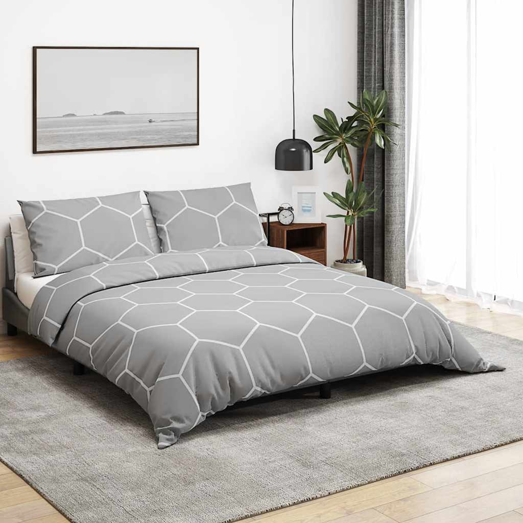 Duvet Cover Cotton Grey 240 x 220 cm Bedding Bed Linen Bedroom Quilt Variant 4