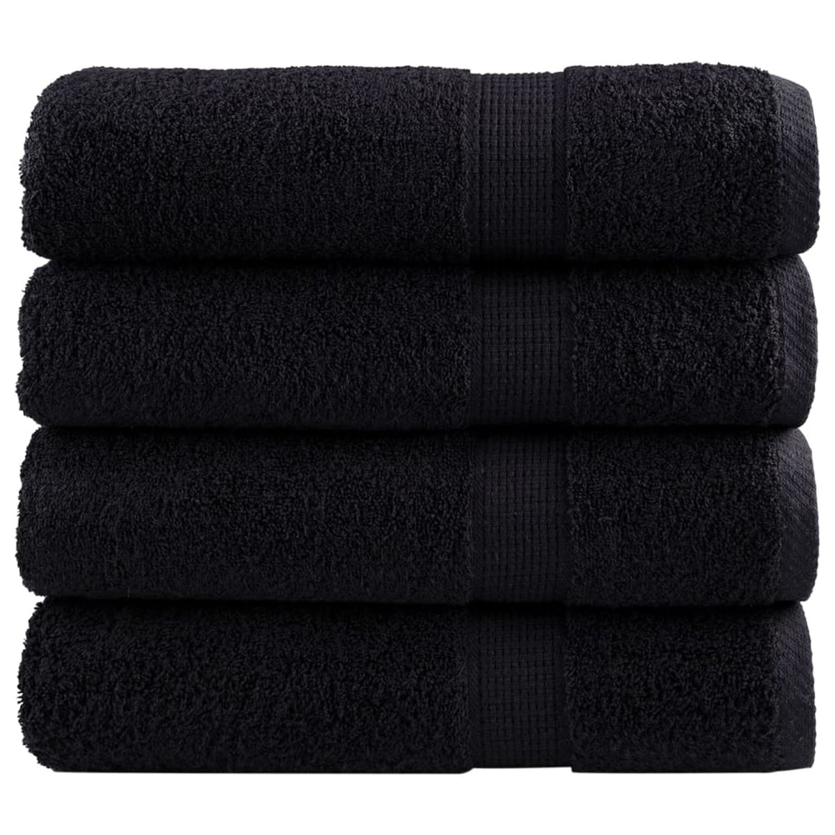 Towel Cotton Black 140 x 70 cm Bathroom Bath Linen Home Towels 4 pcs Variant 2