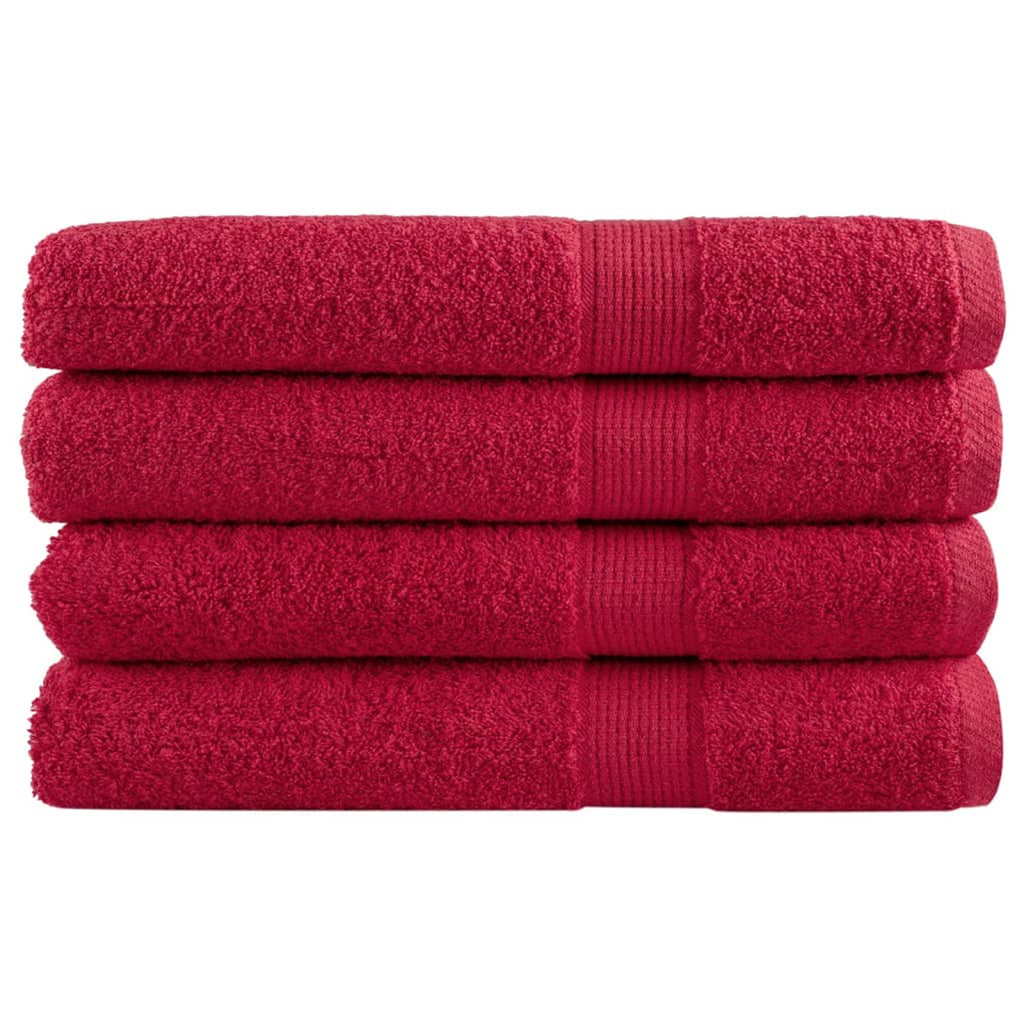 Towel Cotton Red 200 x 100 cm Bathroom Bath Linen Home Towels 4 pcs SOLUND
