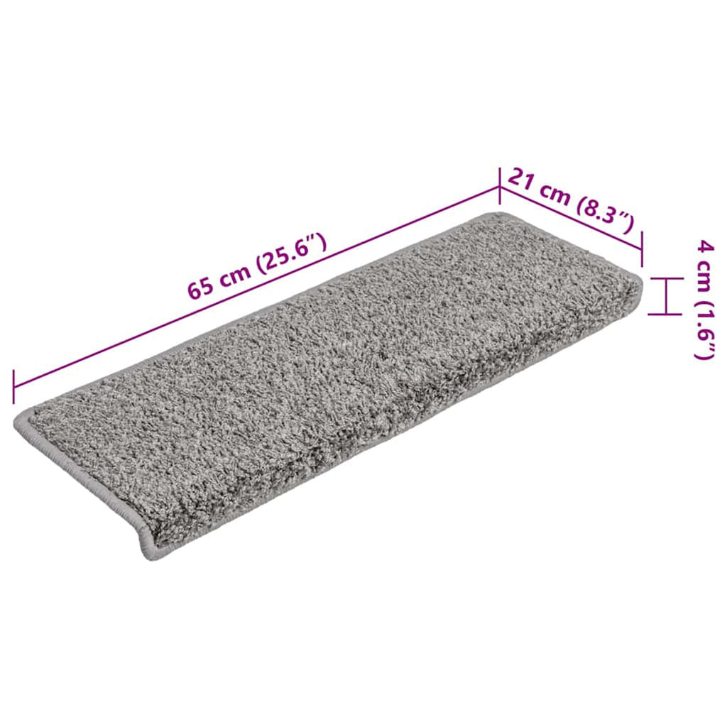 Stair Mats Rectangular Edge Needle-Punched Fabric (100% Grey 65 x 21 x 4 cm