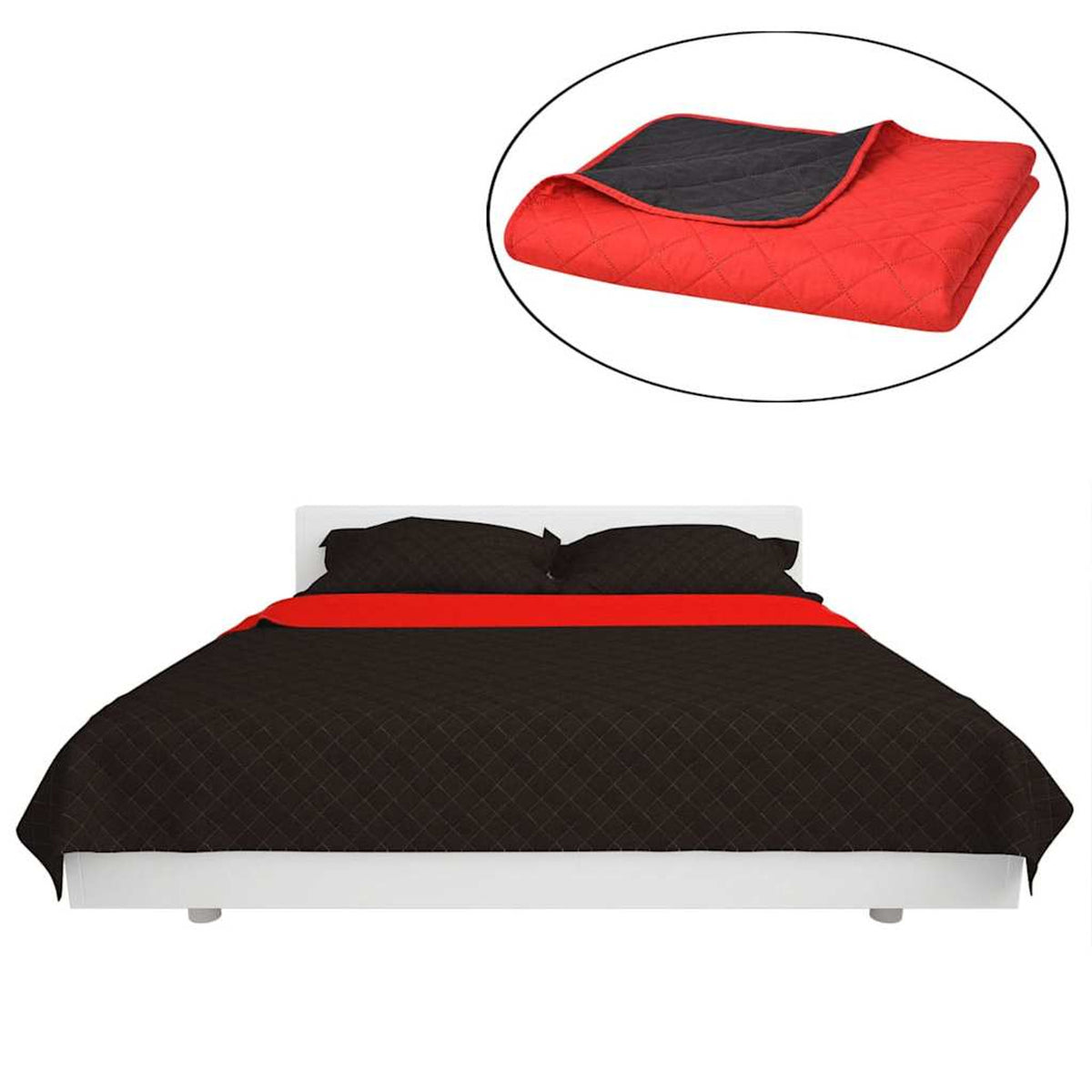 Double-Sided Quilted Bedspread Microfibre With Pp Cotton Fi Red 210 x 170 cm