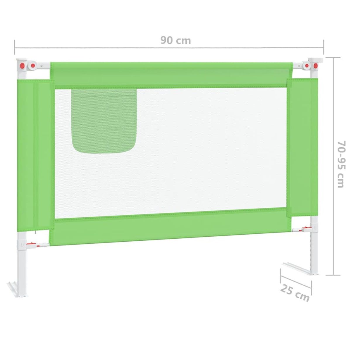 Toddler Safety Bed Rail Fabric (100% Polyester) Green 90 x 25 x 95 cm Bedguard