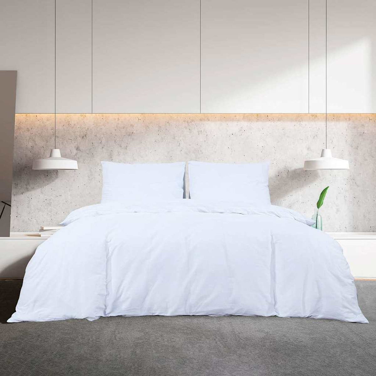 Duvet Cover Cotton White 200 x 200 cm Bedding Bed Linen Bedroom Quilt 200x200cm