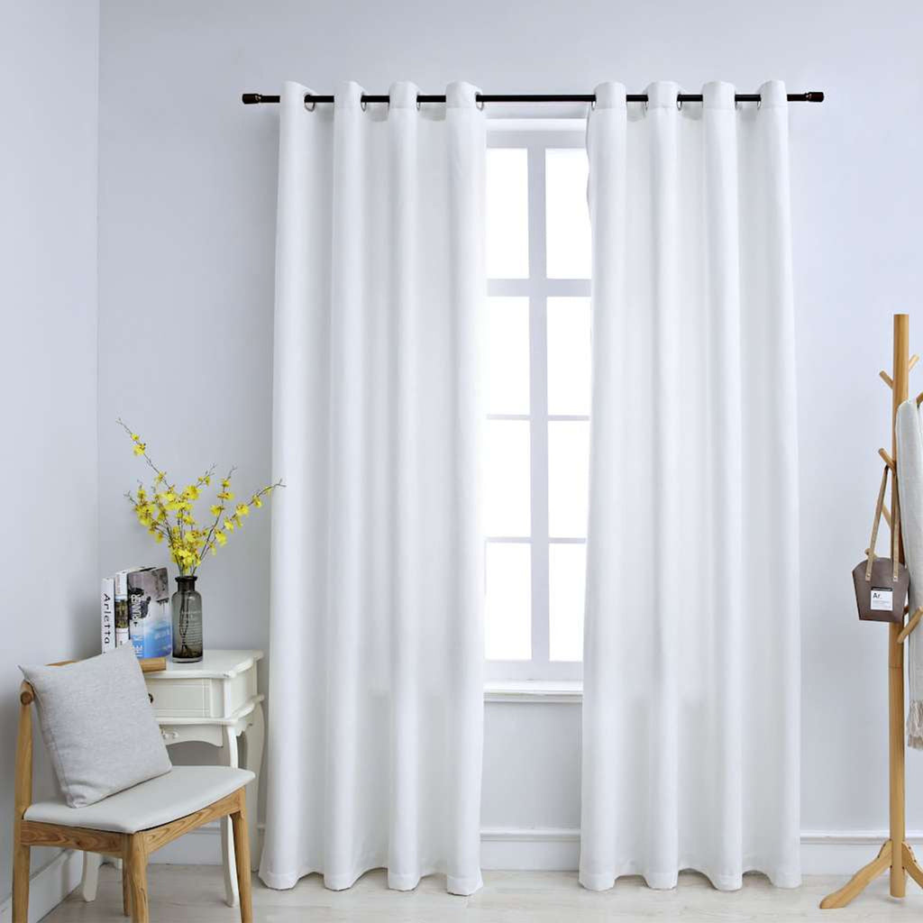 Blackout Curtain Polyester Off White 140 x 225 cm Window Dressing Curtains 2