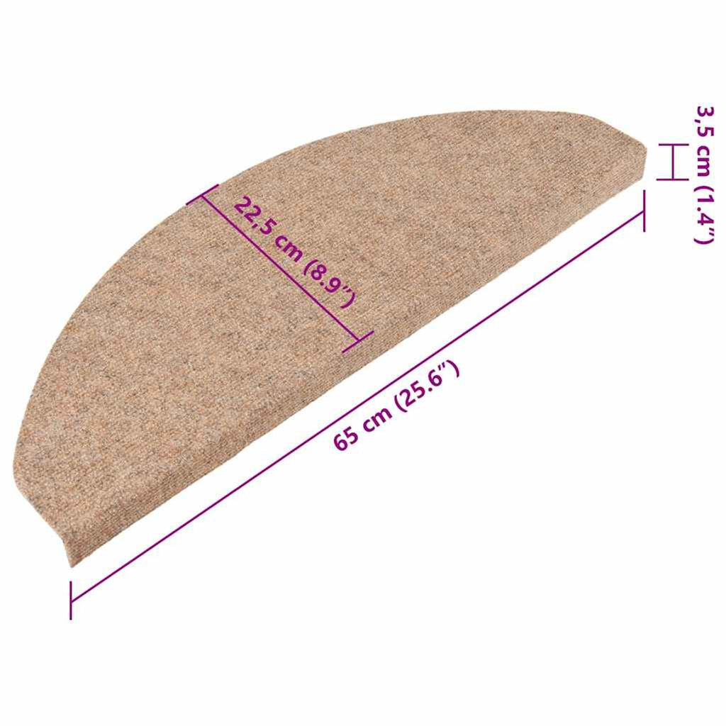 Stair Mats Self-Adhesive Needle Felt Fabric (95%Pes Beige 65 x 22.5 x 3.5 cm