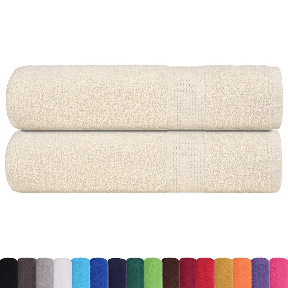 Towel Cotton Cream 100 x 50 cm Bathroom Bath Linen Home Towels 2 pcs Hand