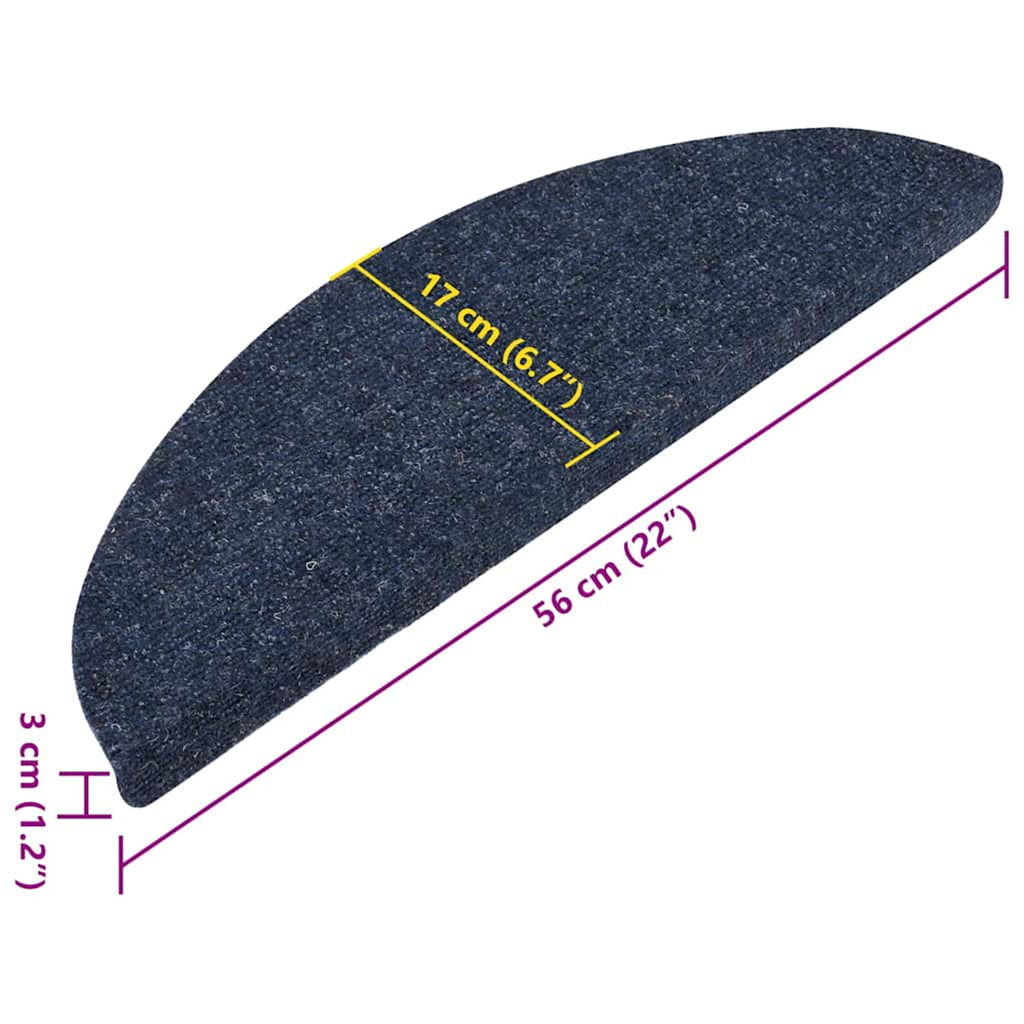Stair Mats Self-Adhesive Needle Felt Fabric (95%Pes Blue 56 x 17 x 3 cm 15 pcs