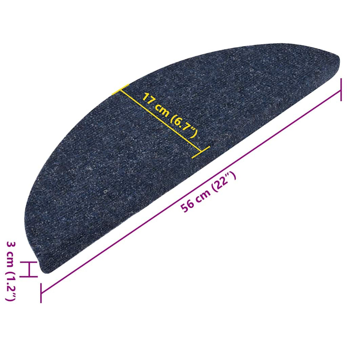 Stair Mats Self-Adhesive Needle Felt Fabric (95%Pes Blue 56 x 17 x 3 cm 15 pcs