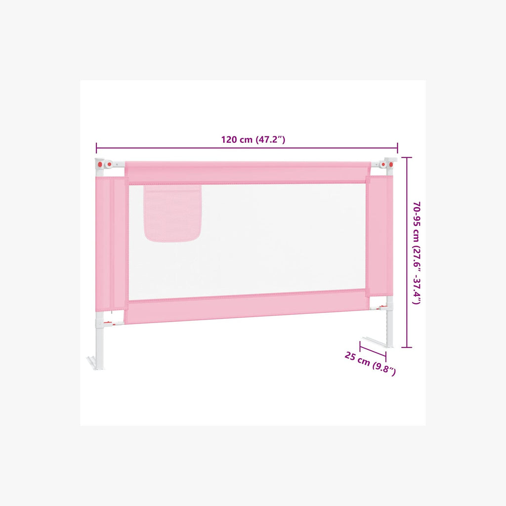 Toddler Safety Bed Rail Fabric (100% Polyester) Pink 120 x 25 x 95 cm Bedguard
