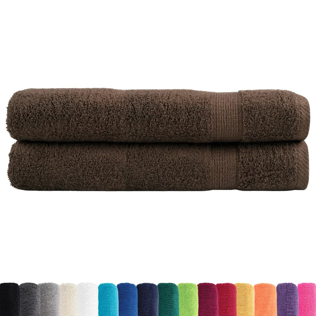 Towel Cotton Brown 200 x 80 cm Bathroom Bath Linen Home Towels 2 pcs Variant 2