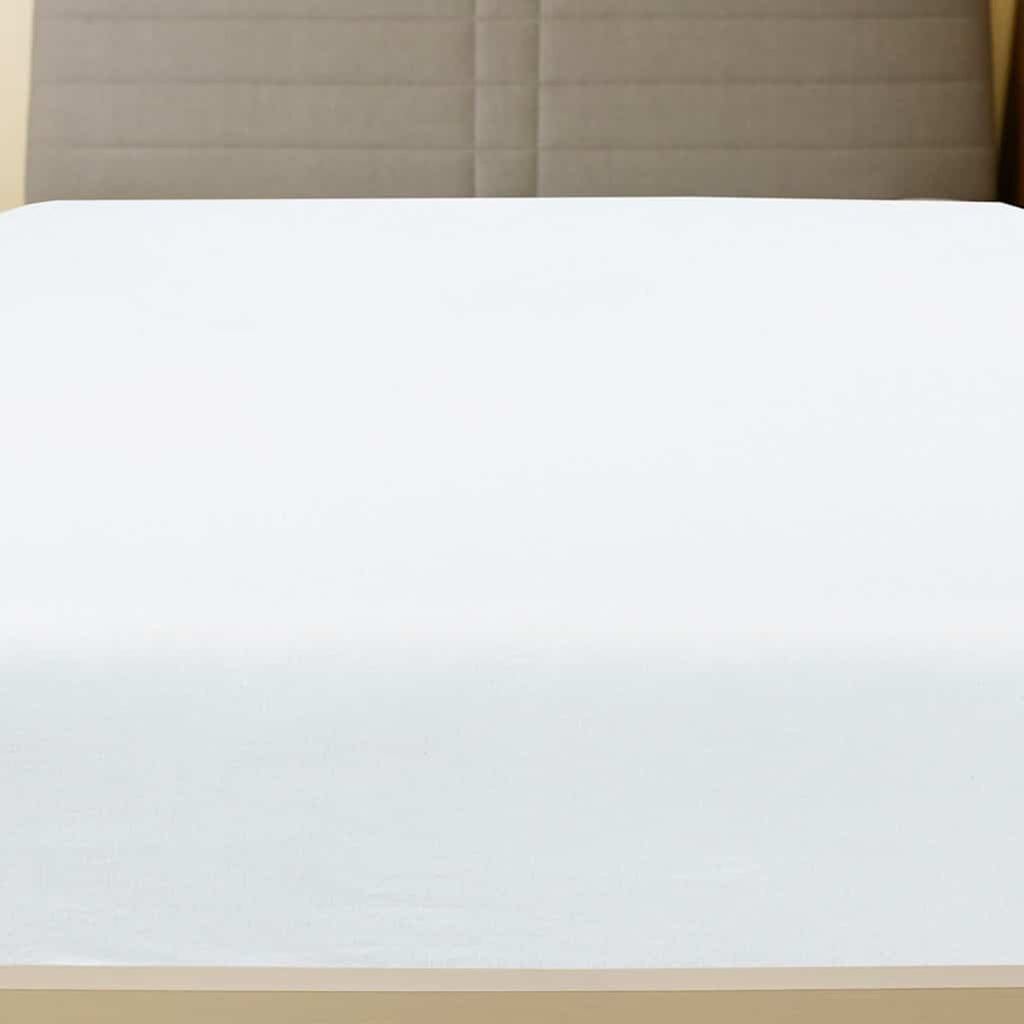 Jersey Fitted Sheet Cotton White 200 x 180 cm Bedroom Furniture Bedstead