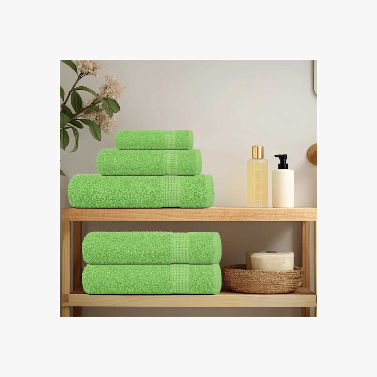 Towel Cotton Green 15 x 21 cm Bathroom Bath Linen Home Bath Towels & Flannels
