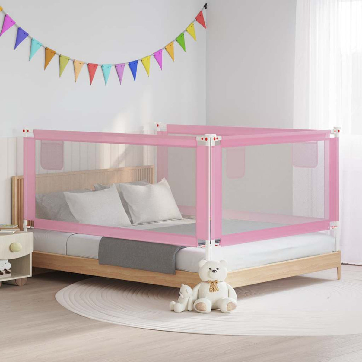 Toddler Safety Bed Rail Fabric (100% Polyester) Pink 190 x 25 x 95 cm Bedguard